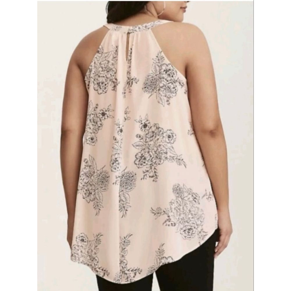 Torrid Plus 2X Blush Pink Black Floral Halter Neck Tank Top - Picture 3 of 12